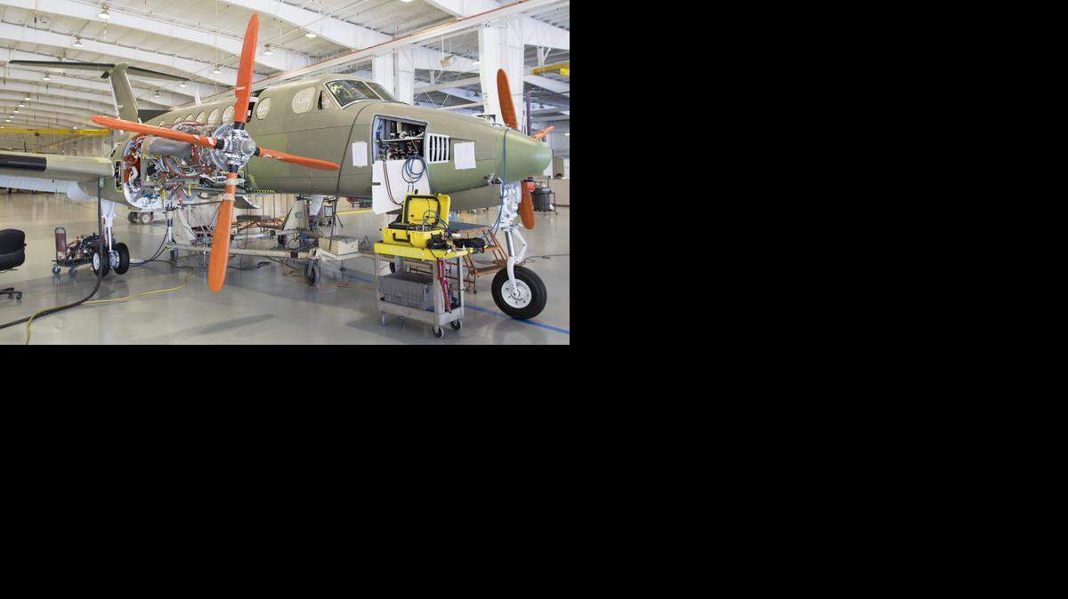 
Production work on a Beechcraft King Air takes place inside the company’s Plant IV. (June 26, 2013)
