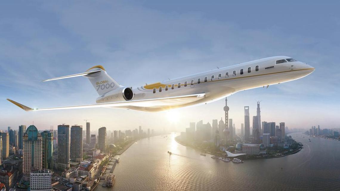 
Bombardier’s new Global 7000 business jet will seat 17 passengers and have a range of 7,300 nautical miles.
