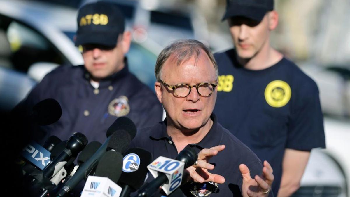 Robert Sumwalt of the National Transportation Safety Board speaks during a news conference in May 2015, in Philadelphia after an Amtrak train derailed, killing eight people and injuring more than 200. Sumwalt will be among a cadre of speakers at Bombardier Business Aircraft’s annual Safety Standdown, which begins Oct. 31 in Wichita.