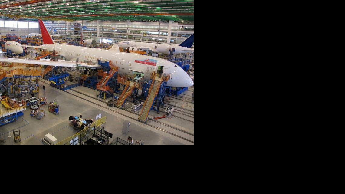 
Workers assemble Boeing 787 Dreamliners in the company’s plant in North Charleston, S.C., in December 2013. Boeing said Tuesday that it had delivered 723 commercial planes in 2014.
