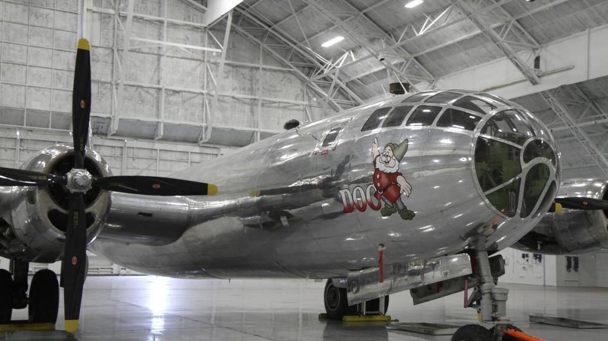 “Doc,” the Wichita-built Boeing B-29 Superfortress bomber, is in a new, temporary hangar at Air Capital Flight Line while officials of the nonprofit organization that supports it, Doc’s Friends, work on raising money for a permanent hangar for the World War II-era airplane. (Feb. 6, 2017)