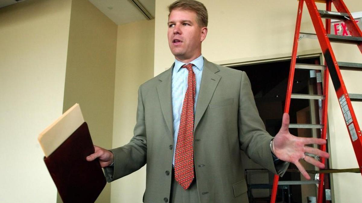 John Clevenger talks about plans for the new Commerce bank building in the Waterfront development in 2005. Clevenger, an executive with Commerce Bank in Wichita, died Saturday at the age of 49.