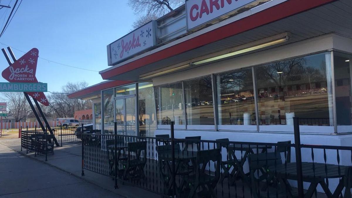 The reopened Jack’s North Hi Carryout now has patio seating.