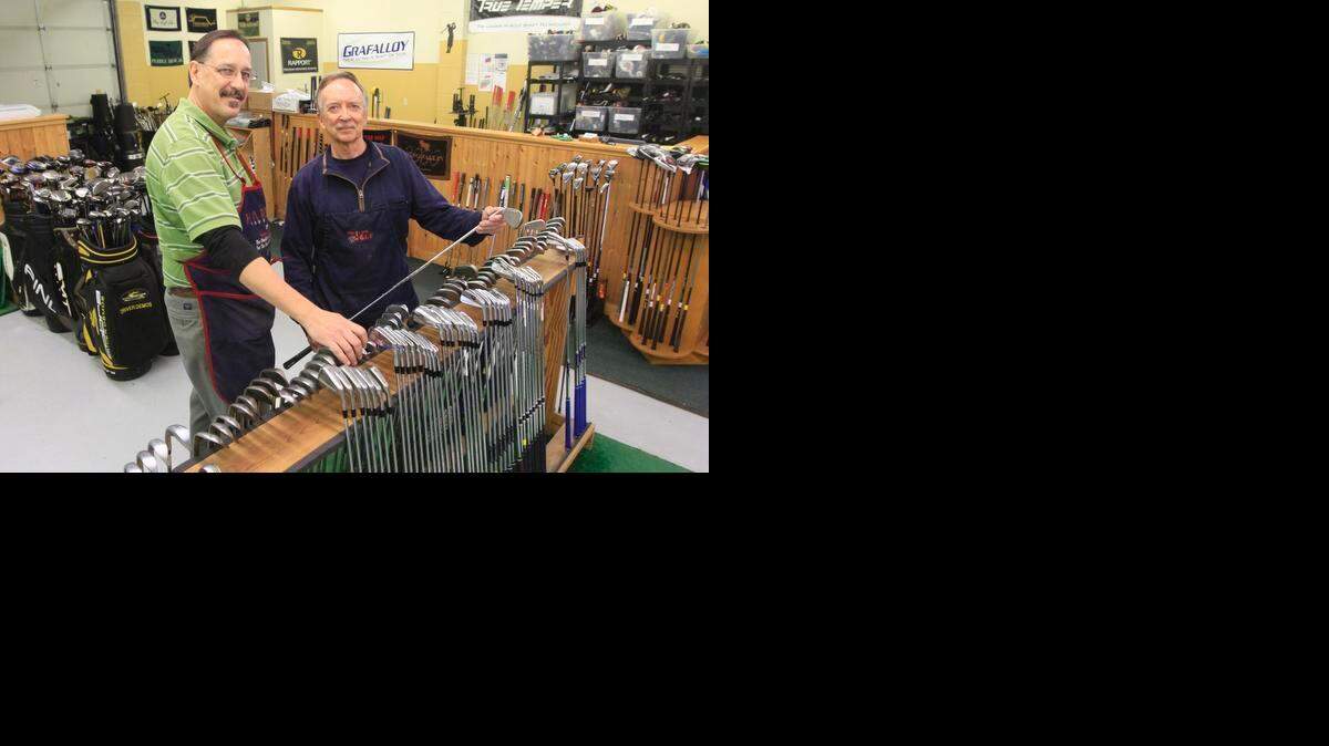 
Dwight Arvidson, left, has taken over Pro Link Golf from the original owner, Max Evenson, right. The shop, which is at Harry and St. Francis, sells clubs on consignment and does repairs and customizes golf clubs.

