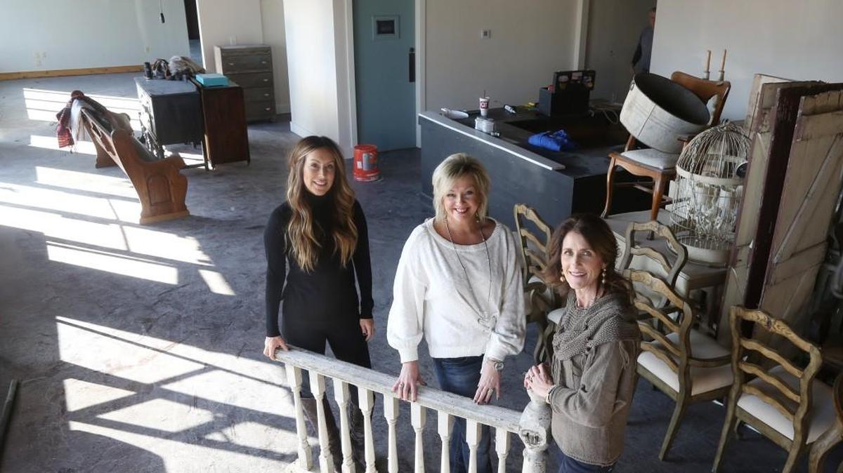 The former Relove All Things Shabby space near Central and Woodlawn is transitioning to three businesses in the building. Susan Brady, left, is moving her Sugar Salon from Normandie Center to 513 N. Woodlawn. Rhonda Gribble, center, is refocusing her business to be Relove Studio at 511 N. Woodlawn. And Diane Ball, right, is opening Findings at 515 N. Woodlawn.