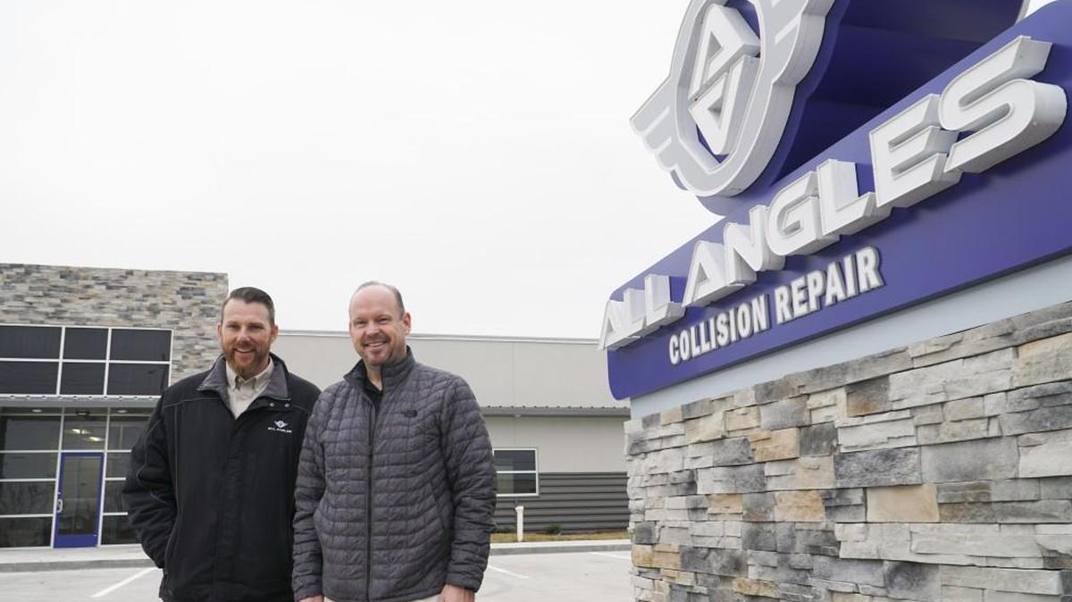 The fourth Wichita-area All Angles Collision Repair is opening Friday just north of K-96 and Greenwich. General manager Ken Hunnell, left, and owner Steve Austin built this shop around their assembly-line approach to working on cars.