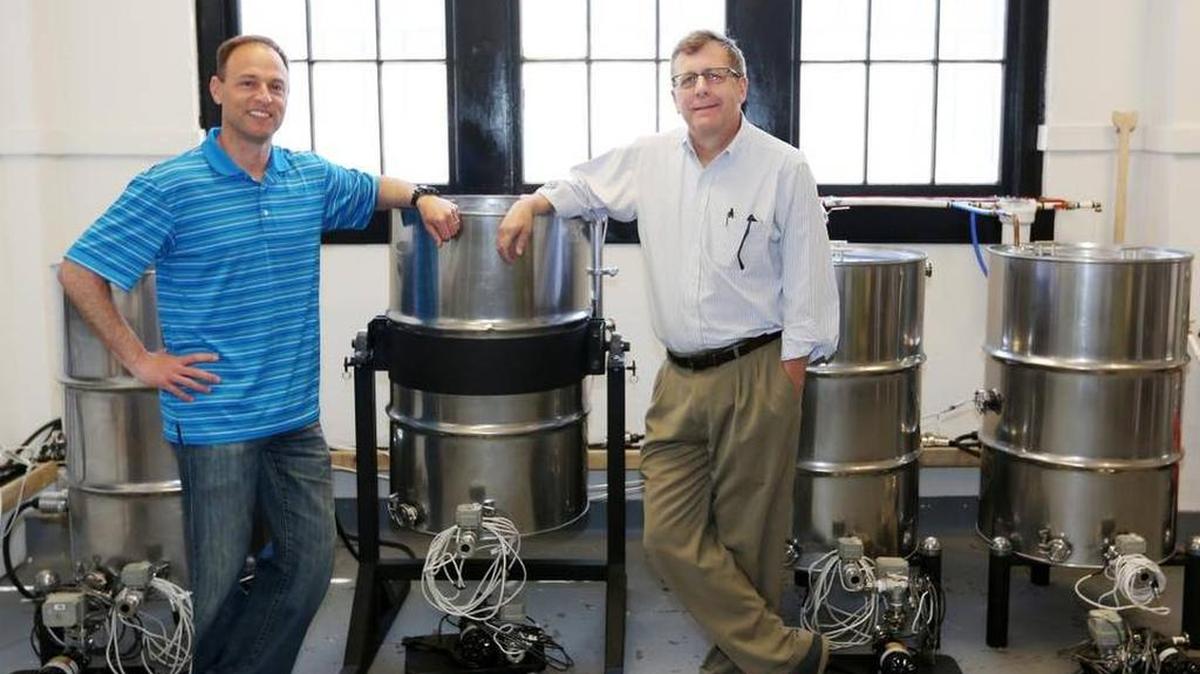 Jason Algya, left, and Tom Kryzer hope to open Third Place Brewing in downtown Wichita by early summer, which is later than they’d originally planned due to what Algya says is a lengthy licensing process.