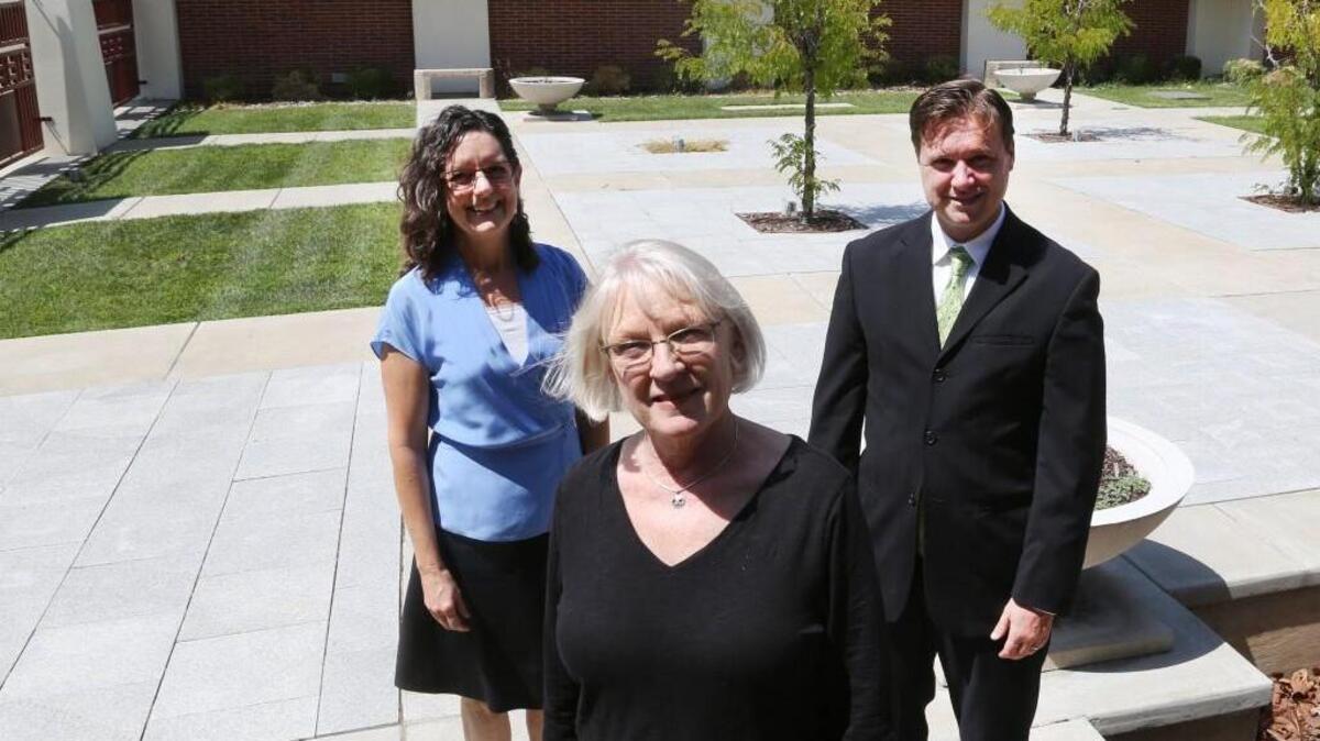 Builders Inc. president Mike Garvey, right, is starting the Wichita Center for the Performing Arts in the East Central building that Mark Arts is leaving later this year. Shelli Kadel, left, is the center’s director, and Dene Nelson, center, is moving her Discovery Place preschool to 12,000 square feet there.