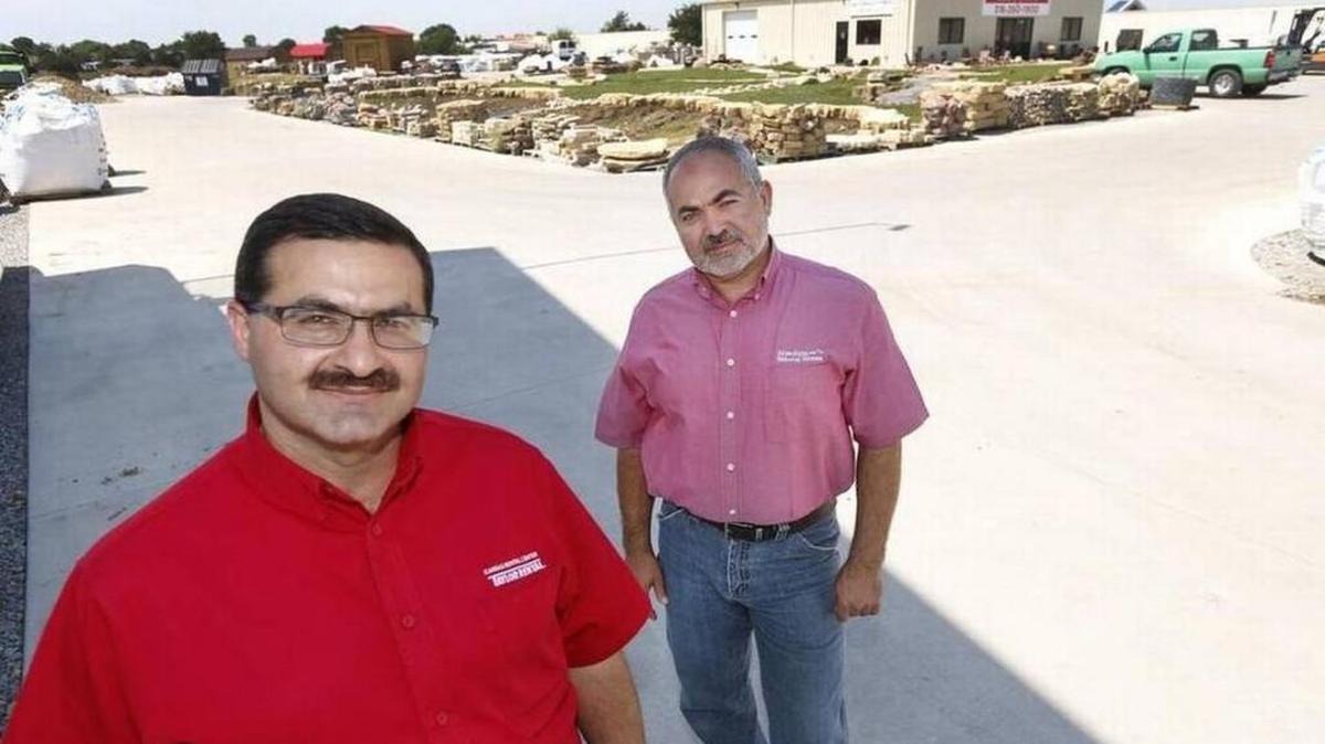 Nazir, left, and Ammar Jesri, shown at their previous Kellogg site, opened their Absolute Natural Stones and Kansas True Value Rental on Wednesday at 15550 E. Kellogg, which is is halfway between 143rd and 159th streets.
