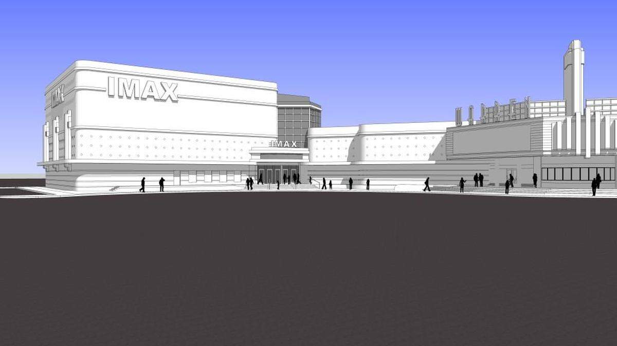 An artist’s rendering of the west-side IMAX theater around the time that Bill Warren applied for industrial revenue bonds to build it in 2010.
