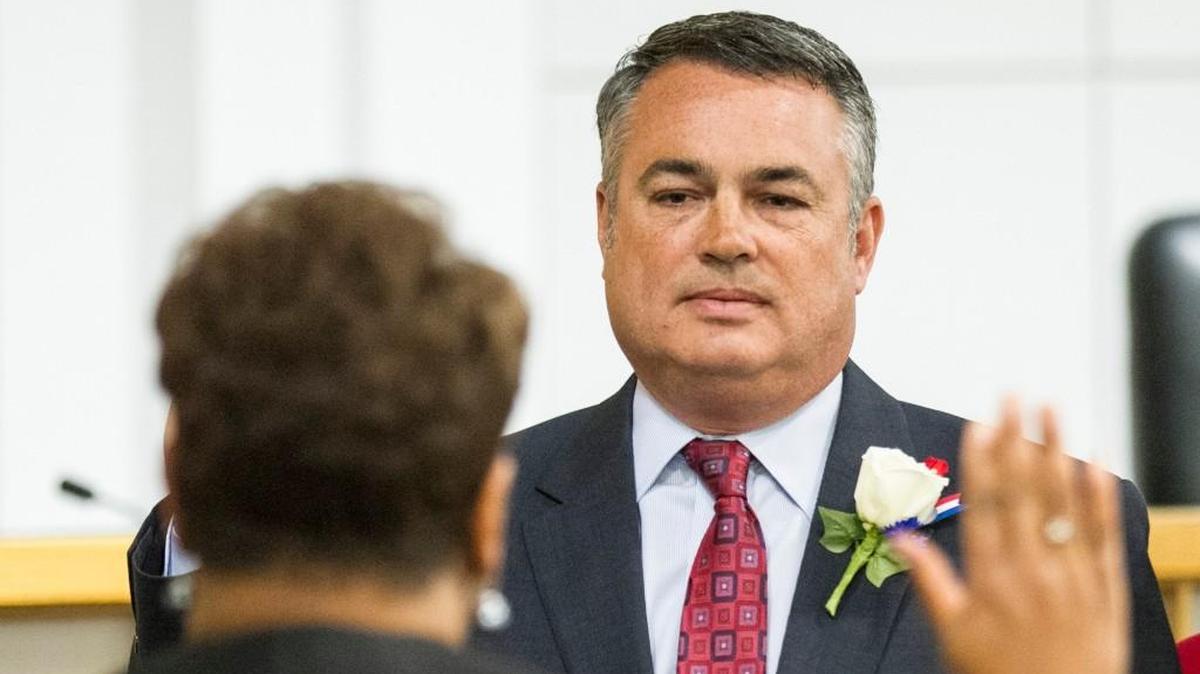 Wichita City Council member Bryan Frye, shown here at his 2015 swearing-in, had a somewhat odder swearing-in experience as vice mayor on Tuesday when he was also acting as mayor.