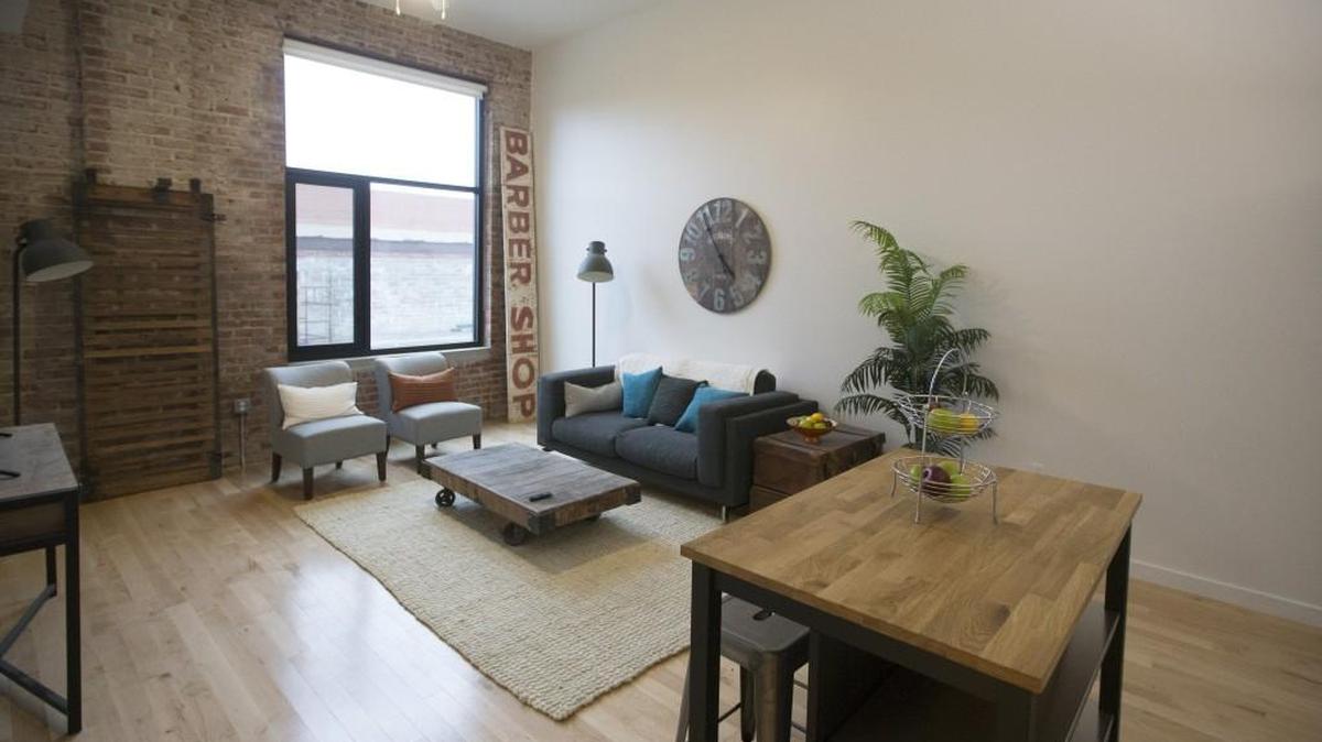 One of the model units at the new 520Commerce lofts in the Commerce Arts District.
