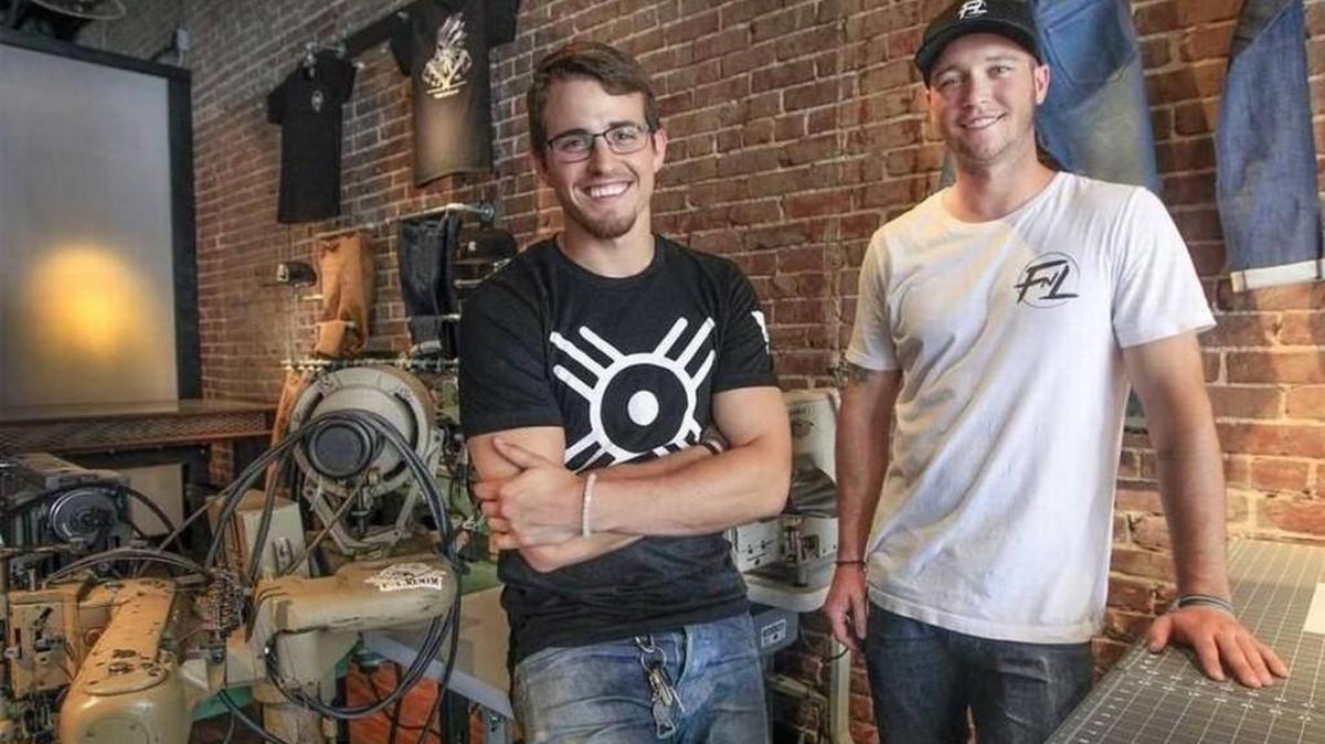 Frank Hopkins, left, Levi Fitzmier are closing their FNL Denim at Eaton Place downtown.