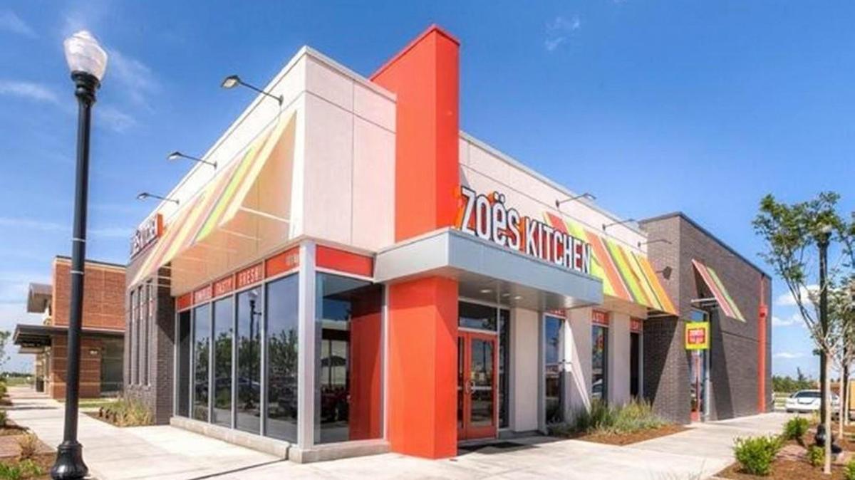 A Zoes Kitchen Mediterranean restaurant, which will be similar to this one, is opening at Waterfront Plaza at the northwest corner of 13th and Webb Road later this year.