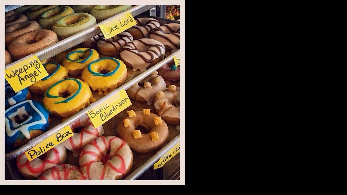 
“If I had known it was going to go around the world … I would have taken a better picture,” Donut Whole co-owner Michael Carmody says of this picture of the “Doctor Who” doughnuts the business sells.
