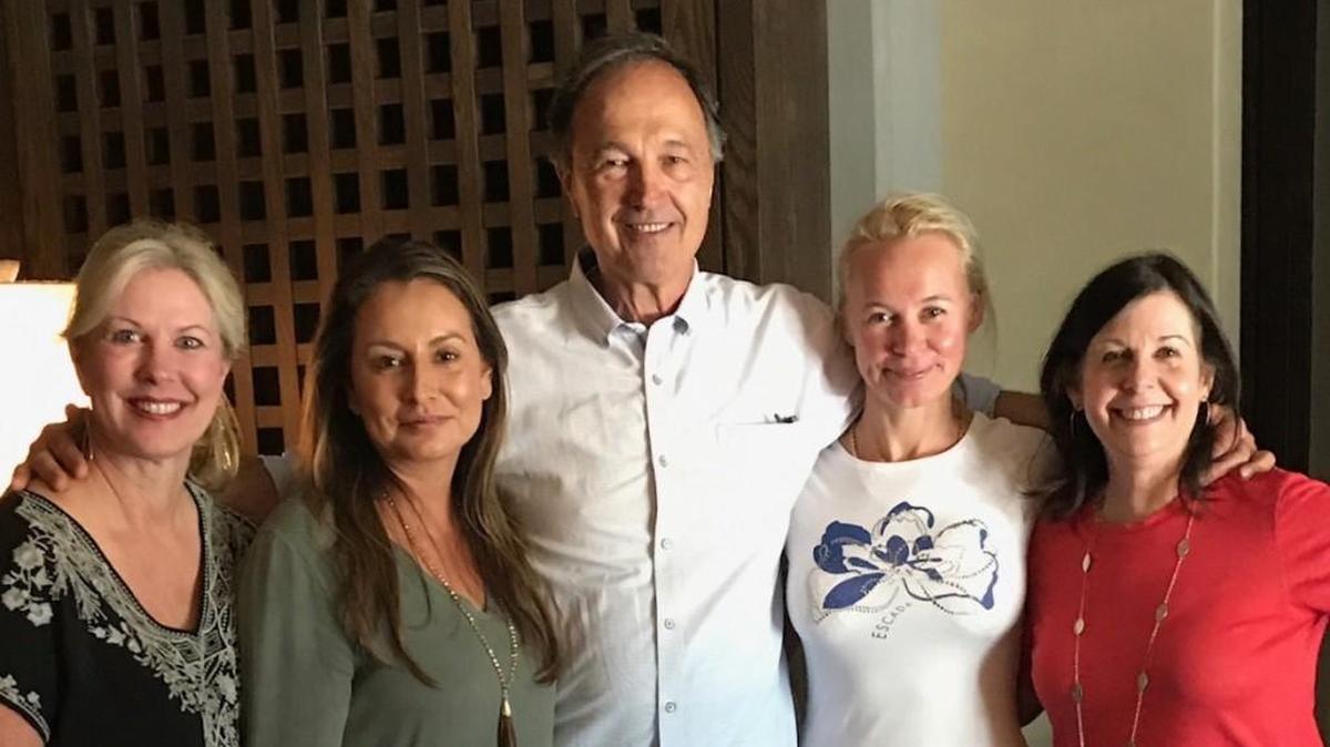 A group of eight Wichitans enjoyed a weekend in Napa Valley before having to evacuate due to wildfires in the area. They visited Wichitan Tom Futo, center, at his Futo Winery. Also included, from left, are Ellen Winter, Sylvia Do, Stella Galichia and Betsy Redler.