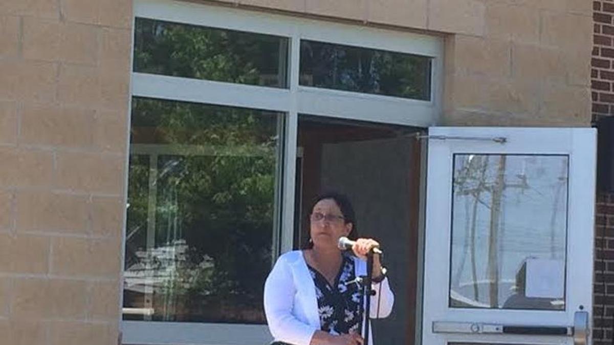 Newman University president Noreen Carrocci at the dedication of Carrocci Hall on Thursday.