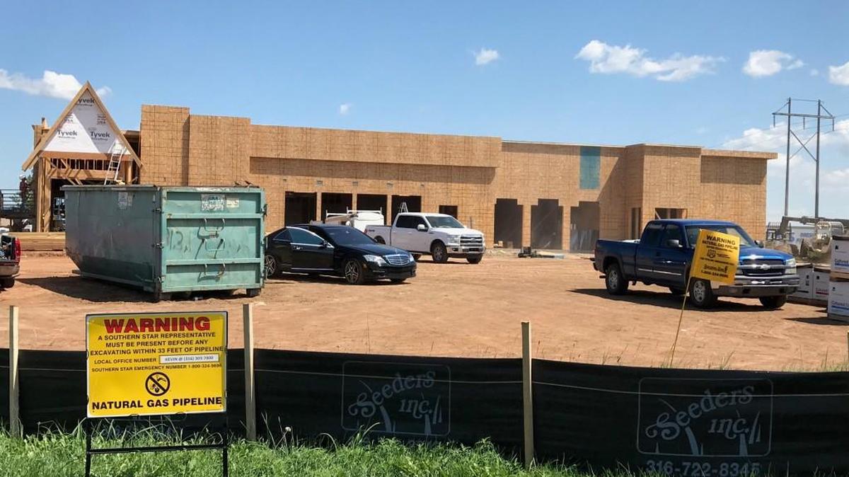 This new strip center under construction at the Derby Marketplace will be home to IHOP, Taco John’s and possibly a LemonShark Poke restaurant.