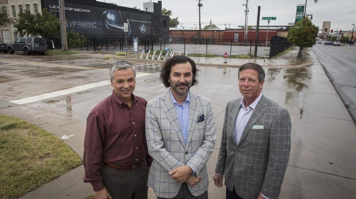 Mike Snyder, left, Bruce Rowley, center, and Alan Banta are planning a new mixed-use development across from Intrust Bank Arena.