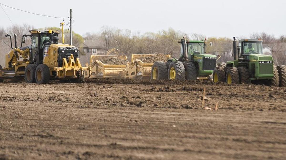 Dirt work is underway at the southeast corner of 29th and Maize at the Cadillac Lake development, where there will be a commercial development and a wetlands nature park.