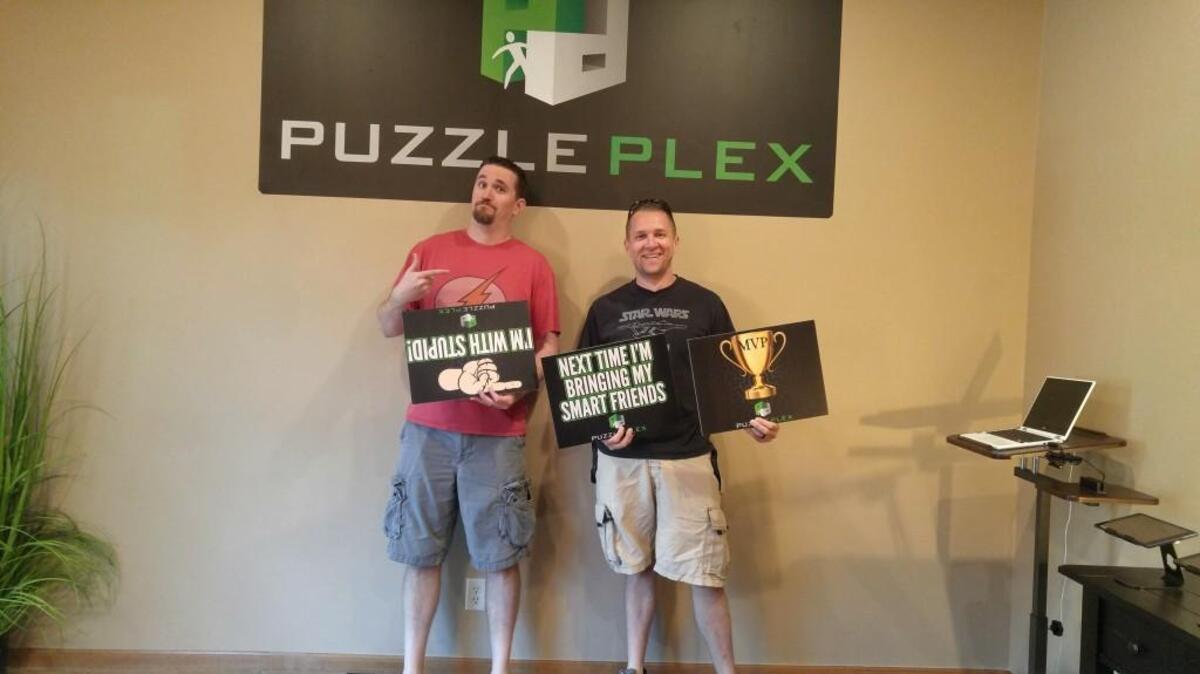 Eric Petre, left, and Curtis Fischer are moving and expanding their Puzzle Plex escape room in Derby. The two also have started the Wichita Area Room Escape Society.