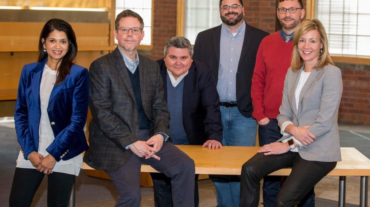 Sullivan Higdon & Sink’s newly restructured leadership includes, from left, Lathi de Silva, managing director, Wichita; P. Scott Flemming, managing director, Wichita, and executive creative director; John January, co-CEO; Tony Robinson, chief financial officer; Jim Vranicar, chief operating officer; and Ali Mahaffy, co-CEO.