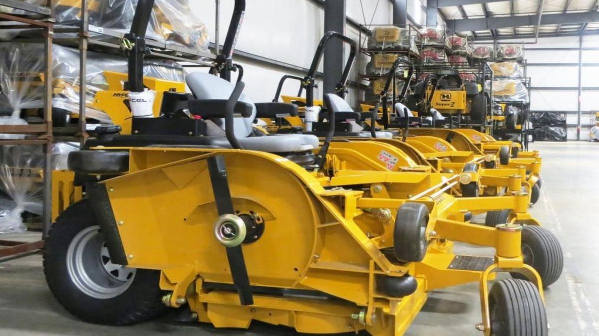 Riding mowers assembled at Excel Industries in Hesston.