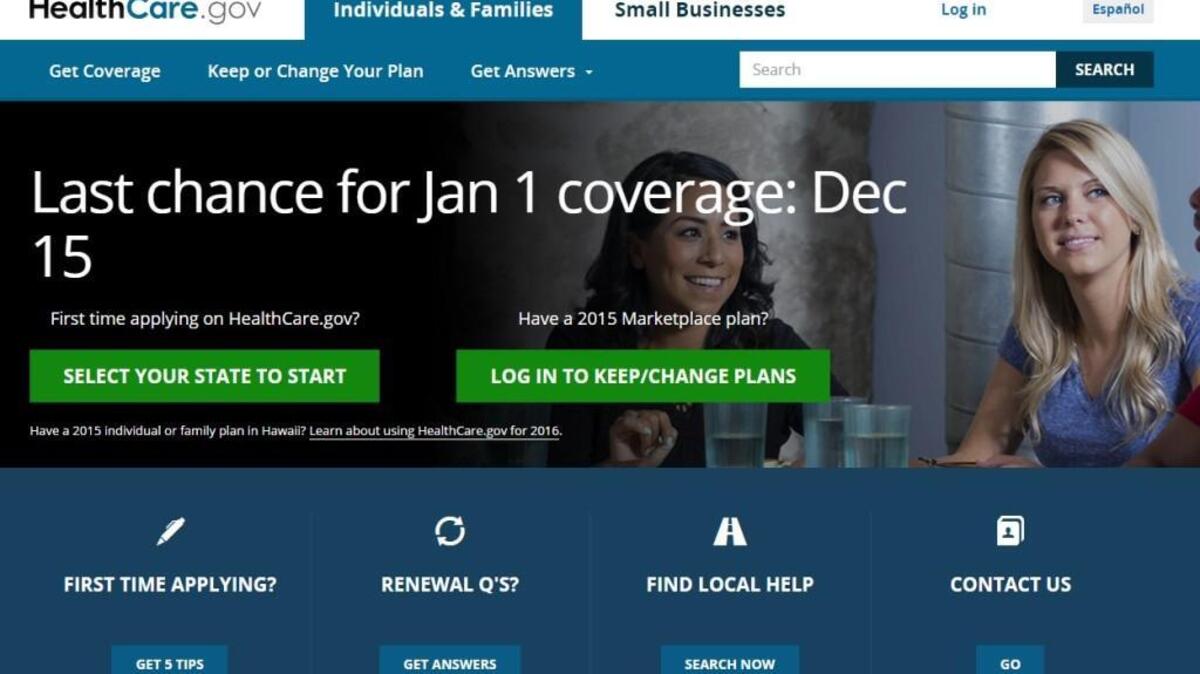A screenshot of Healthcare.gov, the federal insurance marketplace created through the Affordable Care Act, also known as Obamacare.