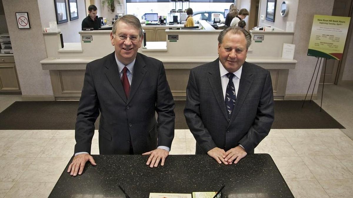 Rose Hill Bank president Roger Kepley, left, and chairman Don LacKamp. (March 5, 2014)