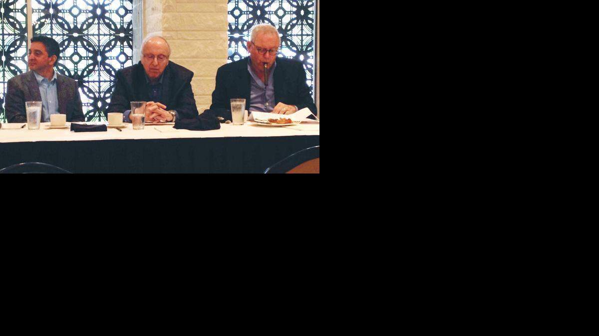 
From left, longtime Wichita developers George Laham, Bill Farha and Herb Krumsick spent most of an hour at a breakfast presentation Thursday at the Wichita Country Club reflecting on their careers and some things they’ve learned about investing, brokering and developing commercial properties.
