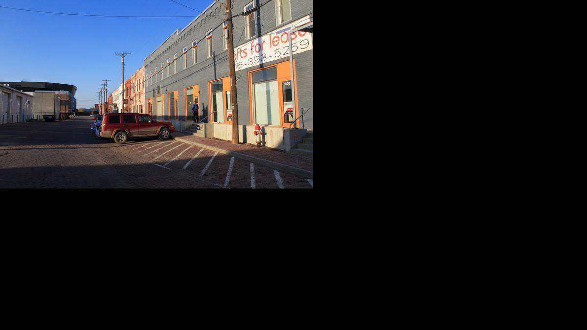 
Commerce Street Arts District looking north on Commerce toward the Intrust Bank Arena (left). 
