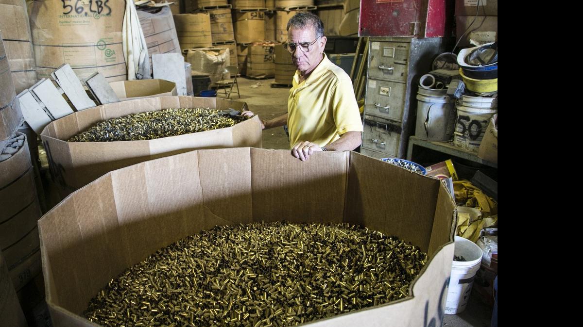 
Wichita Iron and Metal owner Harlan Hartstein has millions of spent brass cartridge cases that he sorts and sells to area ammunition reloaders. (June 30, 2015)

