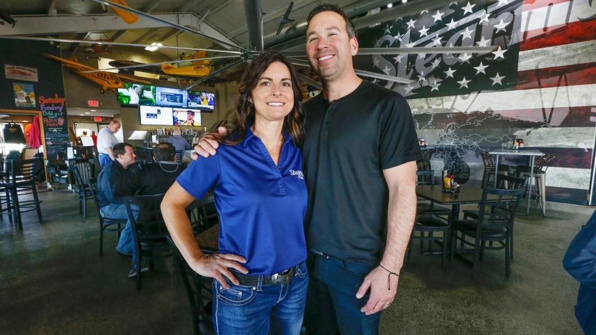 Stearman Field Bar and Grill owners Yvette and Monte Ysidro have their restaurant alongside an airport runway. (April 17, 2018)