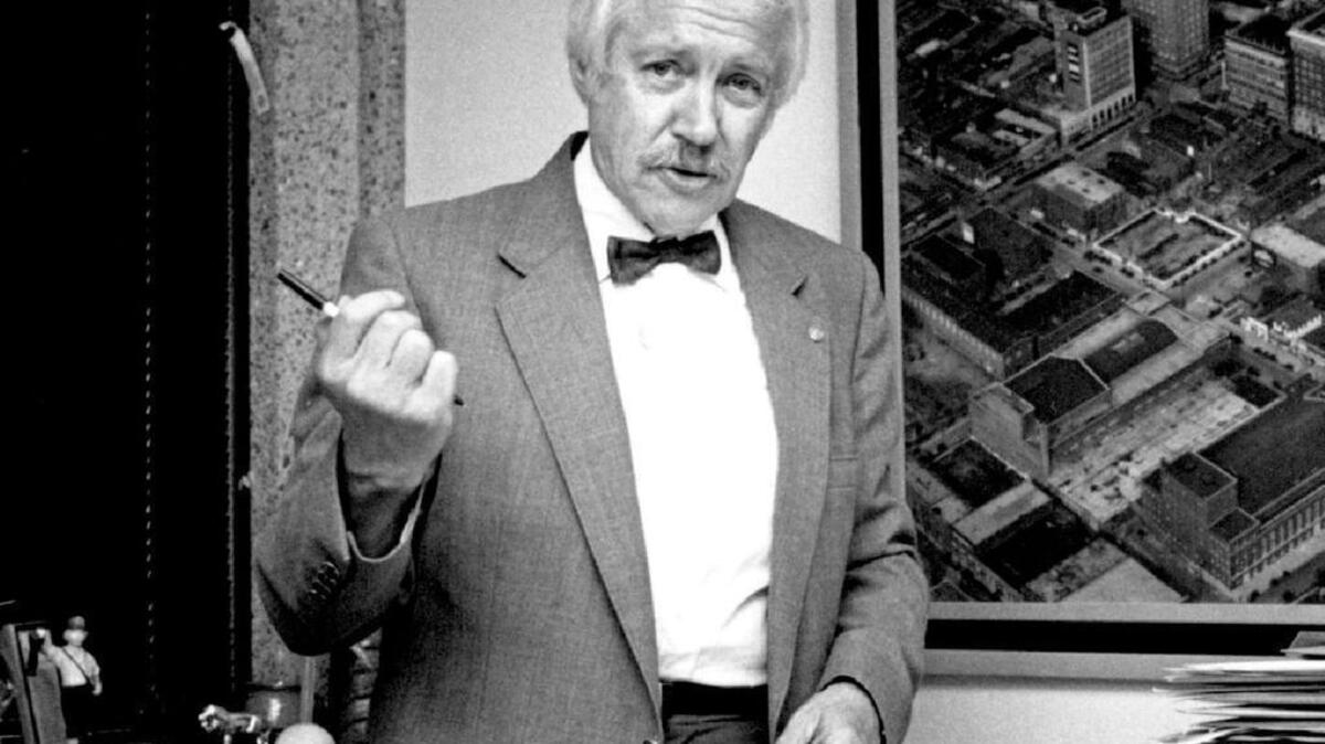 Bill Ellington, past Wichita historian, is photographed in his office at the Wichita Public Library in 1989.