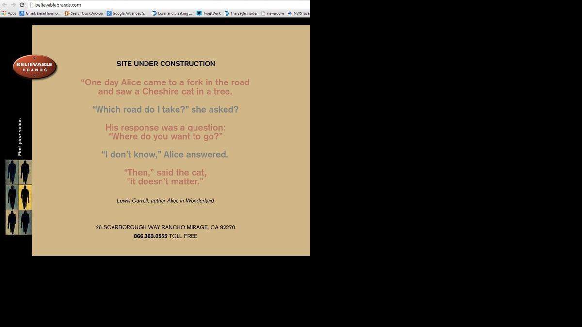 
Screenshot of Believable Brands website
