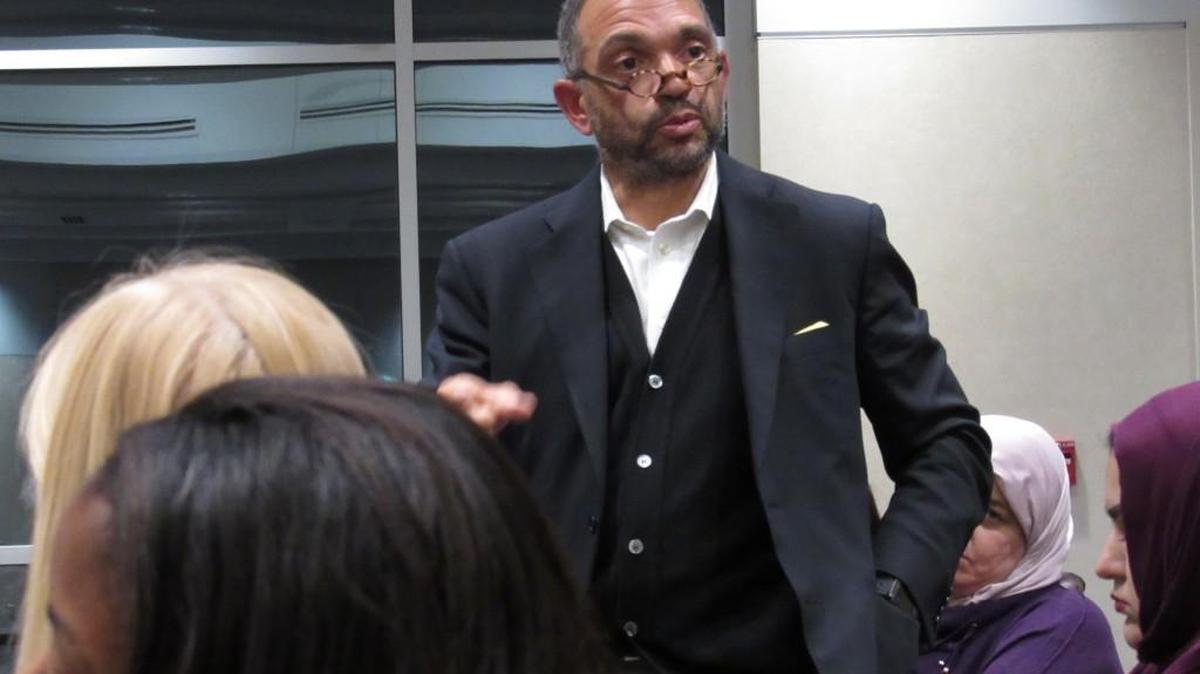 Wichita State University vice president Eric Sexton tells town hall attendees Friday that the controversy over the campus chapel is an opportunity for dialogue and a learning experience. (Oct. 30, 2015)