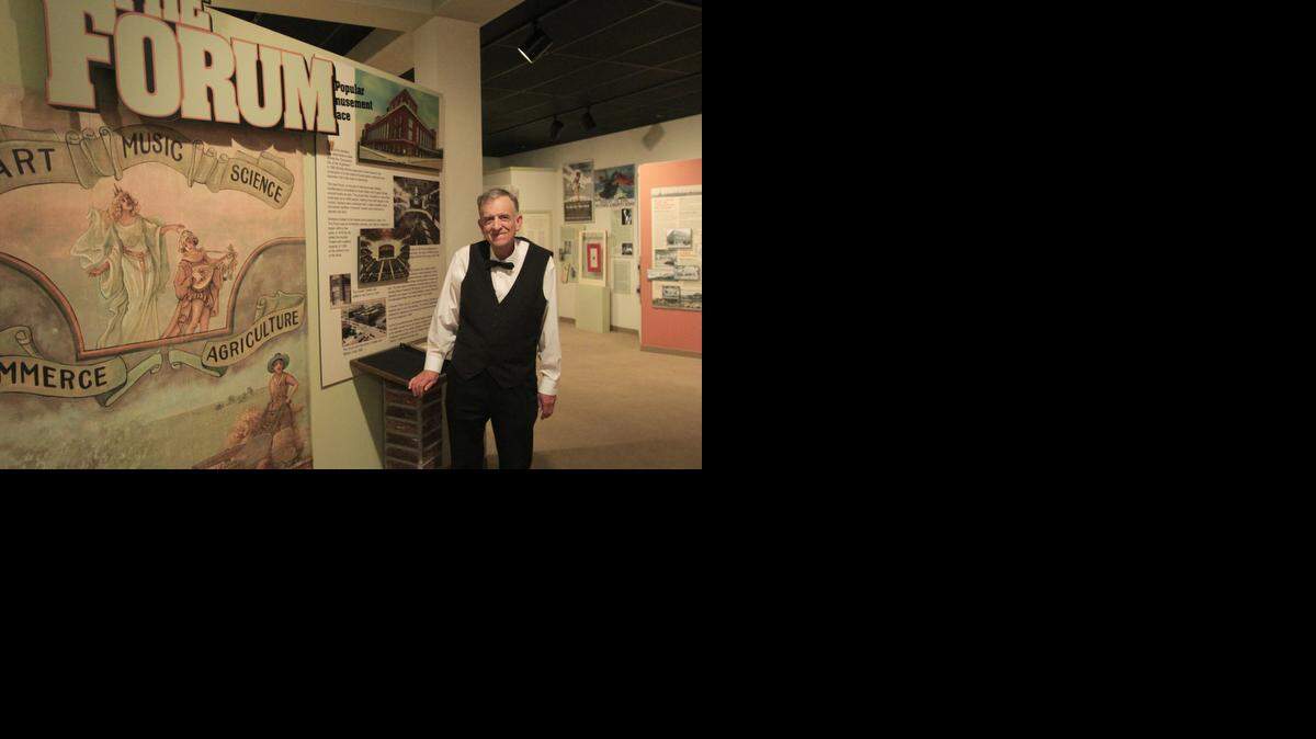 
Tom Whitney is a volunteer at the Wichita-Sedgwick County Historical Museum where he gives tours. He’s a native Wichitan and stands in front of an exhibit about the Forum where his high school graduation ceremonies were held. 
