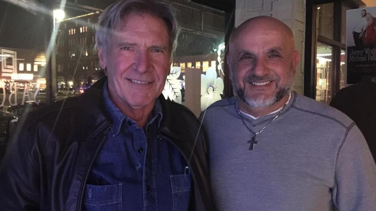 Actor Harrison Ford, left, with Sabor owner Melad Stephan on Friday.