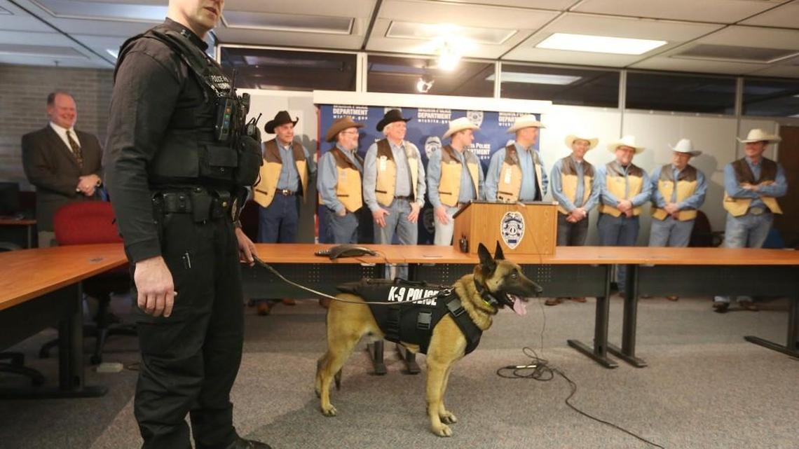 Wichita police Officer Daniel Gumm works with police dog Rooster in March 2015. Rooster was shot and killed on March 18, 2017, during a standoff.