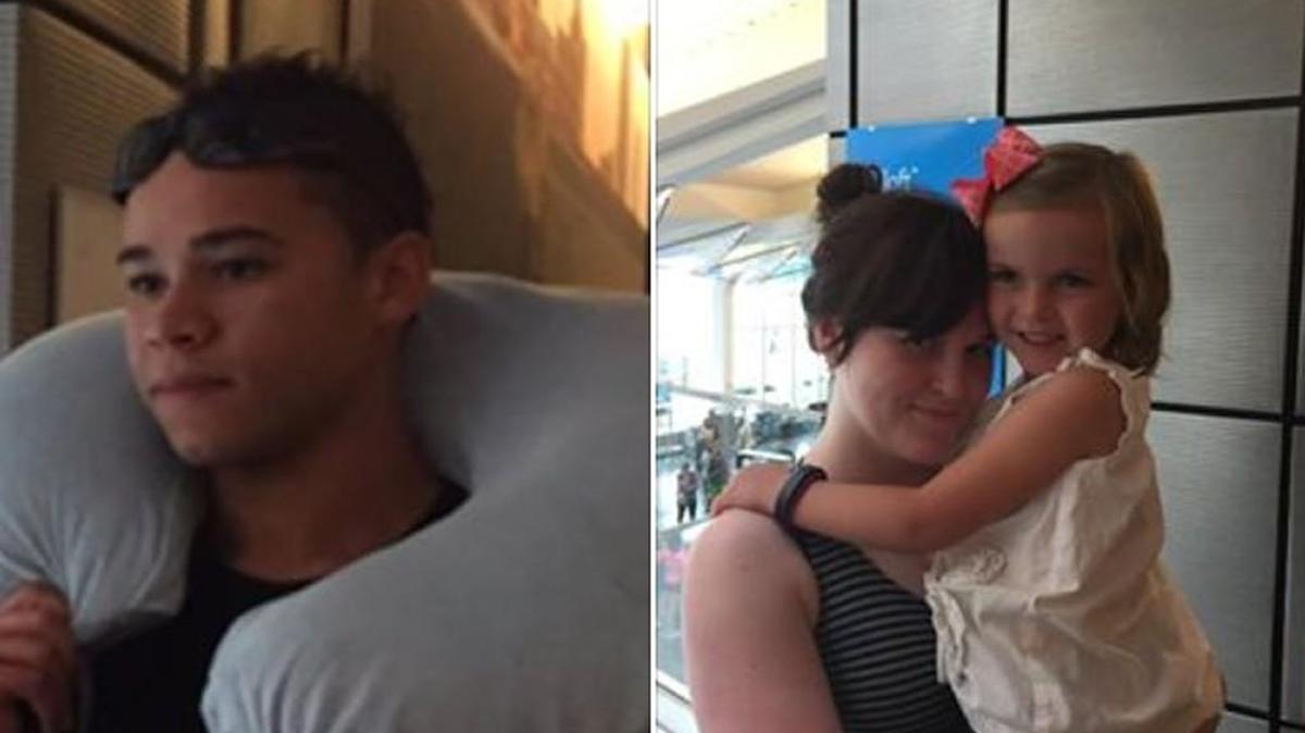 Stephen J. Rodgers, 21, left; and Kaylie Koerner, 22, with her daughter Gracie M. Burke, 5.