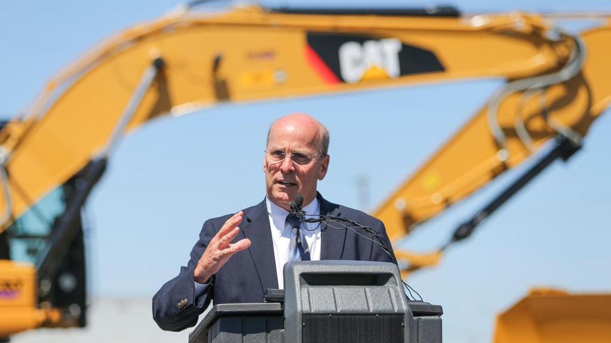 
Wichita City Council member Pete Meitzner speaks during a groundbreaking ceremony for the East Kellogg expansion project on Thursday. The city of Wichita, the Kansas Turnpike Authority and the Kansas Department of Transportation conducted the groundbreaking event to launch the start of the $300 million project.
