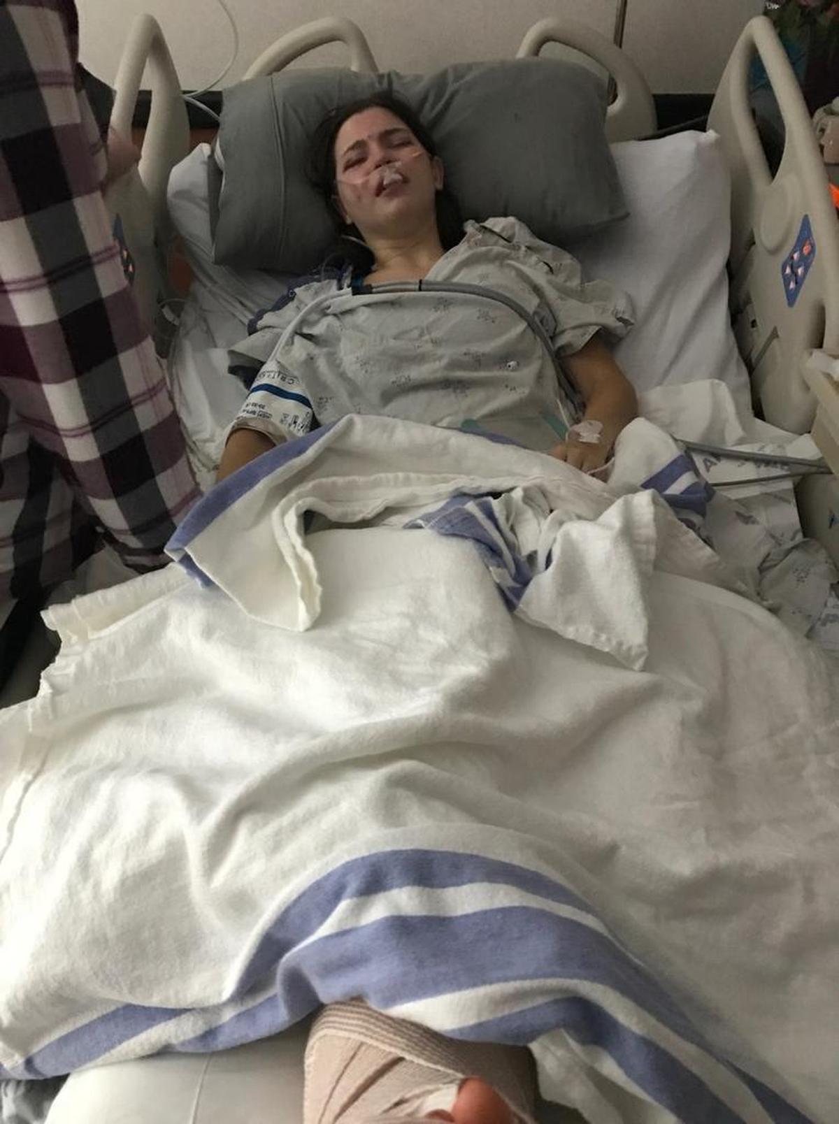 After a head-on wreck caused by texting and driving the day before Thanksgiving, Amber Schutz was hospitalized for a week. Her right tibula and fibula were broken, and she has two compound fractures in her spine. She’s out of the hospital now, but recovery may take years.