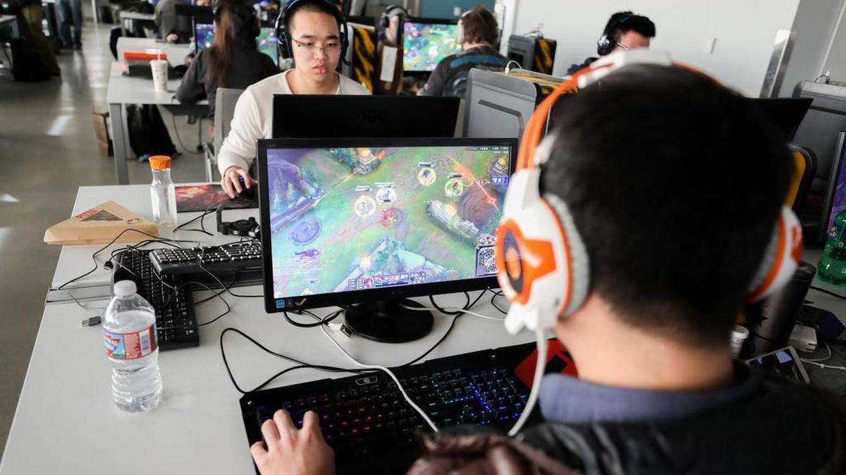A player competes Saturday in League of Legends at the Wichita eSports Convention at the Experiential Engineering Building on the WSU campus. It is one the variety of games and booths at the convention, which continues Sunday. (Feb. 4, 2017)