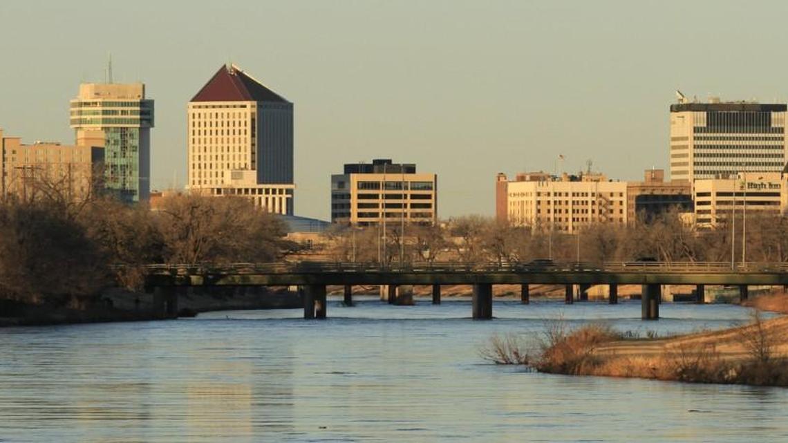 Downtown Wichita skyline with the Arkansas River. (Dec. 16, 2015)