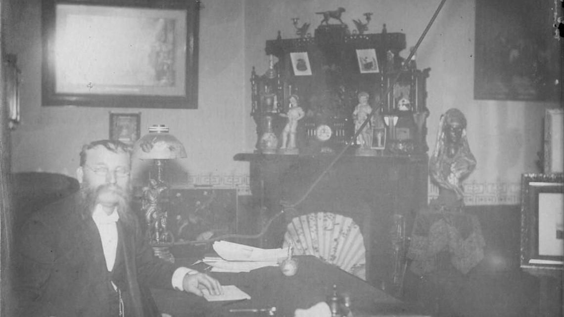 Marshall Murdock, founder of The Wichita Eagle, sits in his office, known as “the sanctum.”