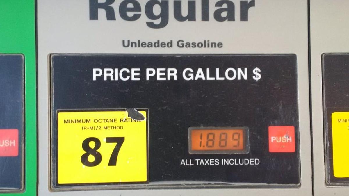 The price of gas at the downtown Wichita Phillips 66 was $1.889 per gallon on Monday. (Nov. 14, 2016)
