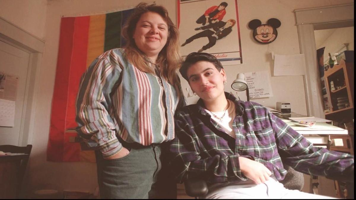 Kristi Parker, left, and Sharon "Vinnie" Reed in the early days of the Liberty Press.