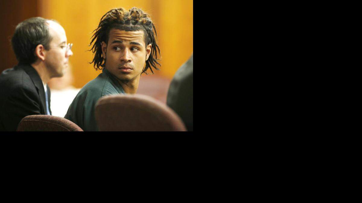 
Steven Wade Edwards II was in court Thursday for a probation violation hearing that was recessed until Friday afternoon. Edwards was on probation after being sentenced in July for a robbery. He was arrested earlier this week on suspicion of murder in the deaths of a couple found in their South Ida home last week with multiple gunshot wounds. (Oct. 23, 2014)
