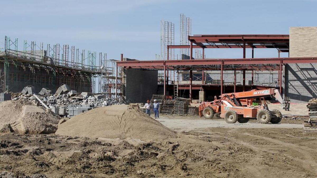 
Construction goes on at the new Southeast High School during a tour Thursday. It is slated to open next August. (Oct. 1, 2015) 
