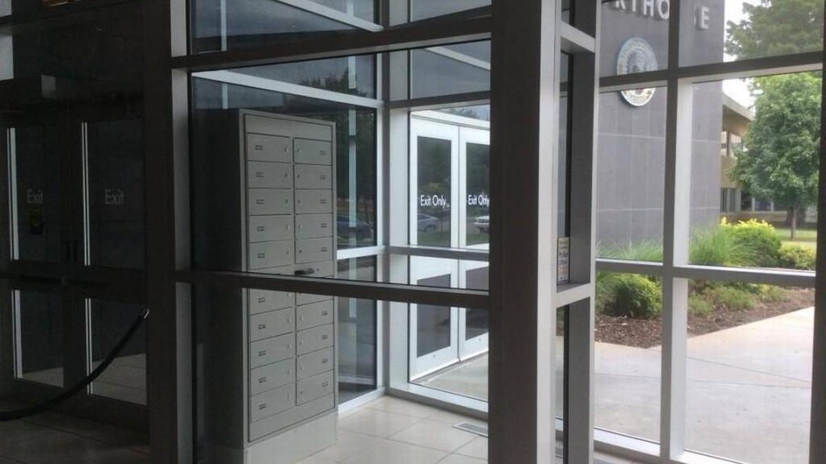 The gun locker at the Sedgwick County Courthouse.